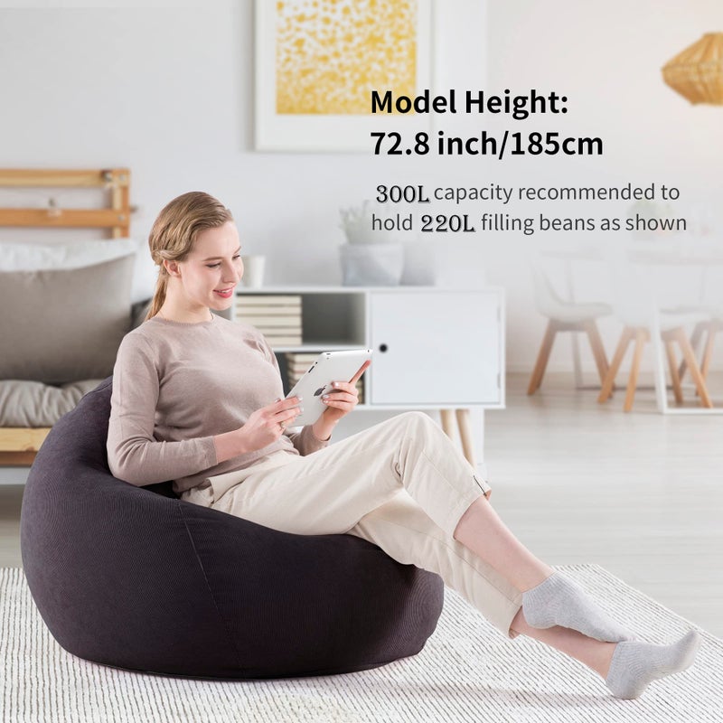Nobildonna 3 ft Bean Bag Chair Cover (No Filler) for Adults and Kids  300L Extra Large Stuffed Animal Storage Bean Bag Washable Soft Premium Corduroy Stuffable Bean Bag Cover - Image 3